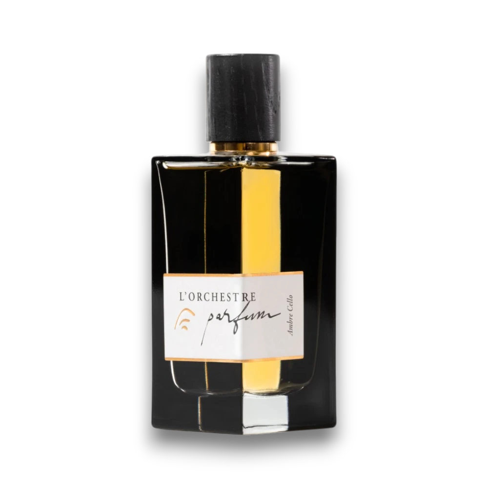 Packshot du parfum de niche de la maison l'orchestre parfum ambre cello