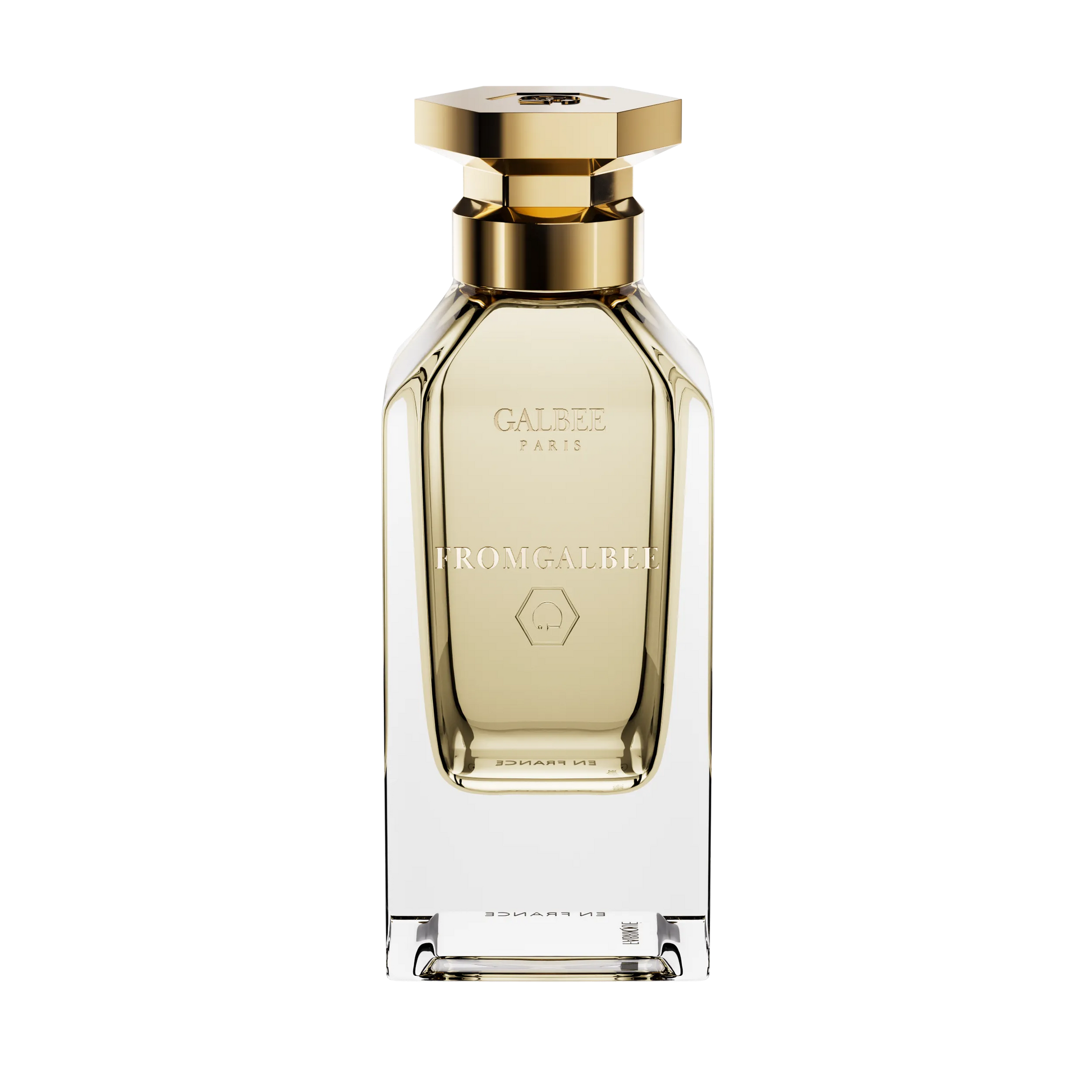 Parfum Fromgalbee de GALBEE Paris – flacon élégant en verre transparent avec bouchon raffiné, fragrance unisexe aux notes de souci, jasmin, fleur d’oranger, ambre, vanille et musc
