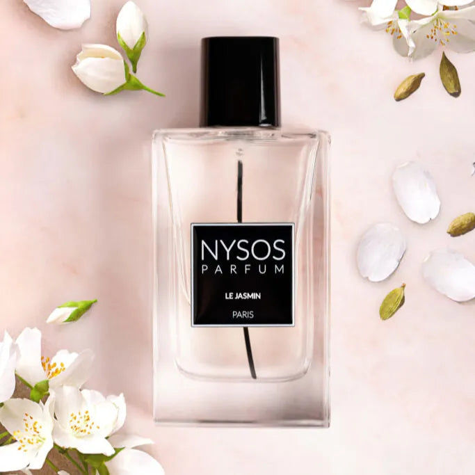 Parfums de niche.Le Jasmin de Nysos Parfums : parfum floral dominant le jasmin, lumineux, délicat, notes douces et bouquet blanc élégant