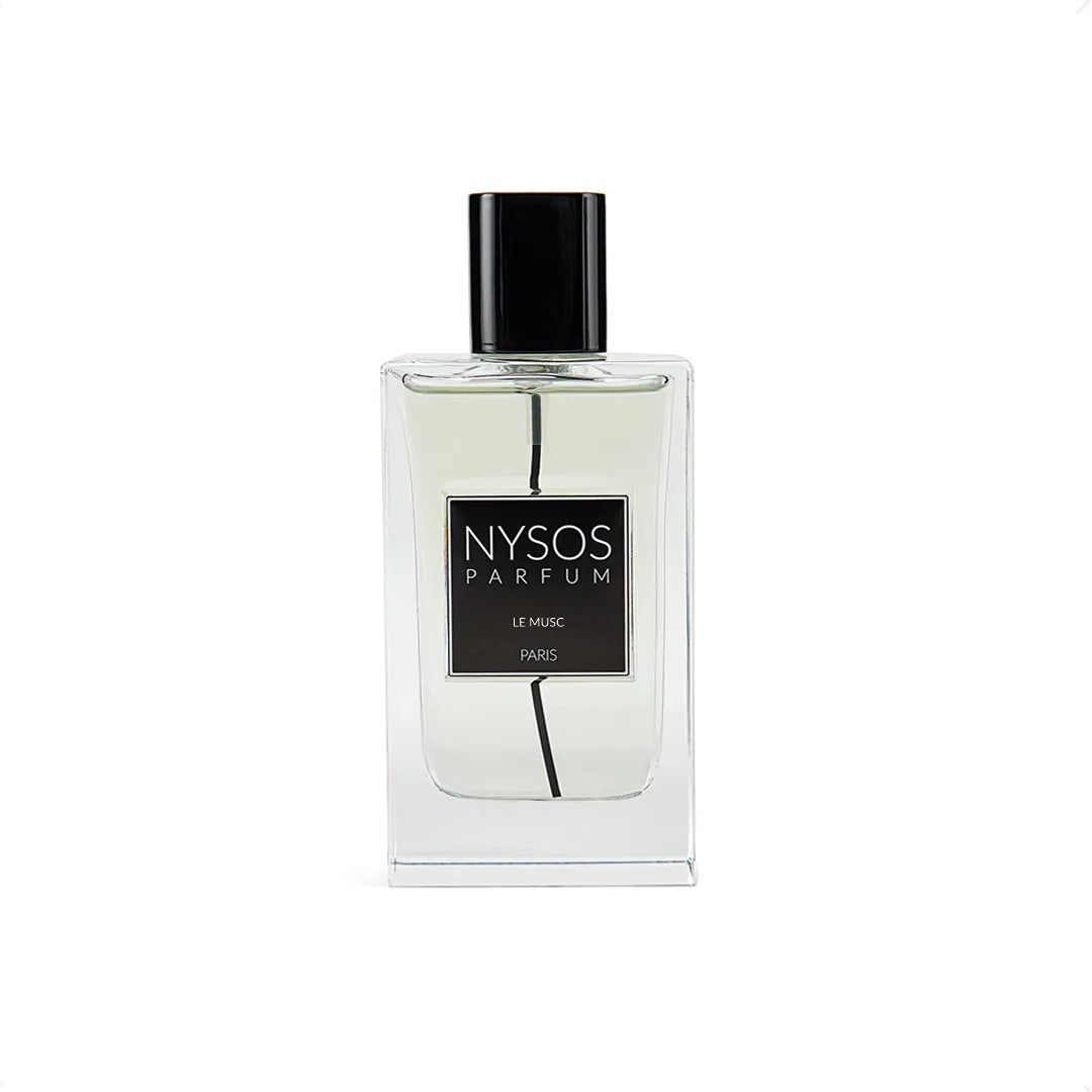 Le Musc de Nysos Parfums : parfum musqué floral-boisé, bouquet de fleurs blanches, vanille-praliné, bois de santal et cèdre pour une profondeur chaleureuse