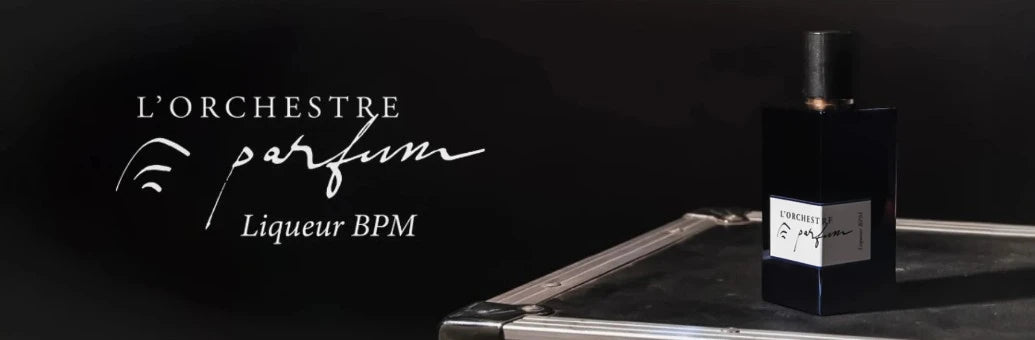 le parfum de niche liquor bpm de la marque l'orchestre parfum sur un fond noir pour mobile