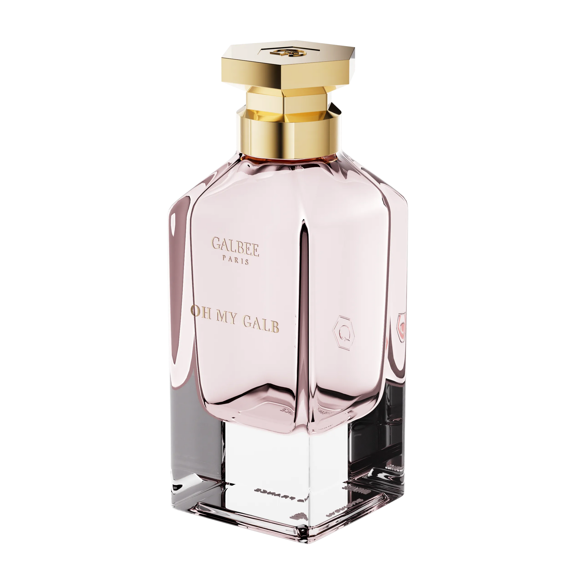 Parfum Oh My Galb de GALBEE Paris – flacon raffiné en verre transparent avec bouchon élégant, fragrance audacieuse et moderne aux notes florales et boisées
