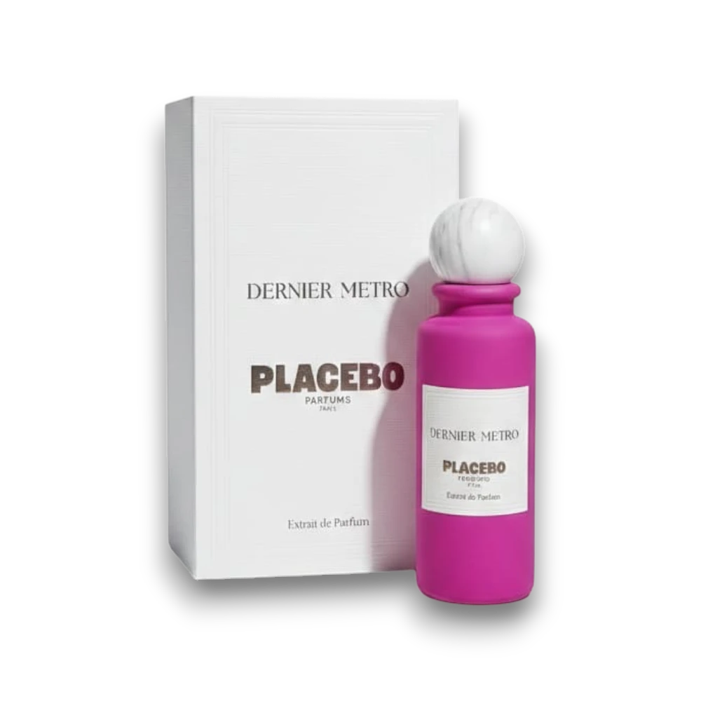 Packshotde la boite et du parfum de niche de la maison PLacebo dernier métro