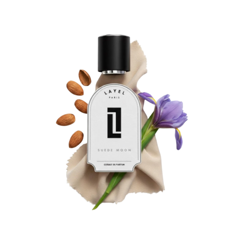 Suede moon de la maison de parfum de niche Layel note en image et etiquette sans flacon 
