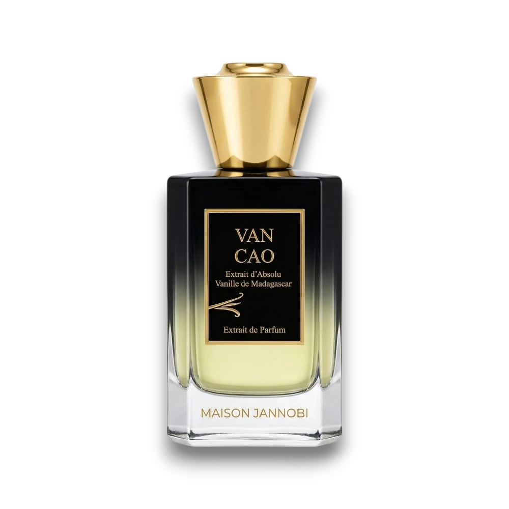 Packshot du parfum de niche de la Maison Jannobi et du parfum Van Cao 