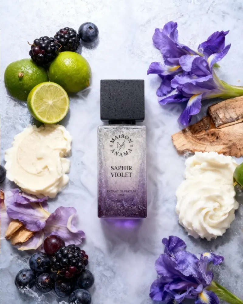 Parfums de niche anama édition prestige bergamote casis violette Saphir violet avec toutes les notes